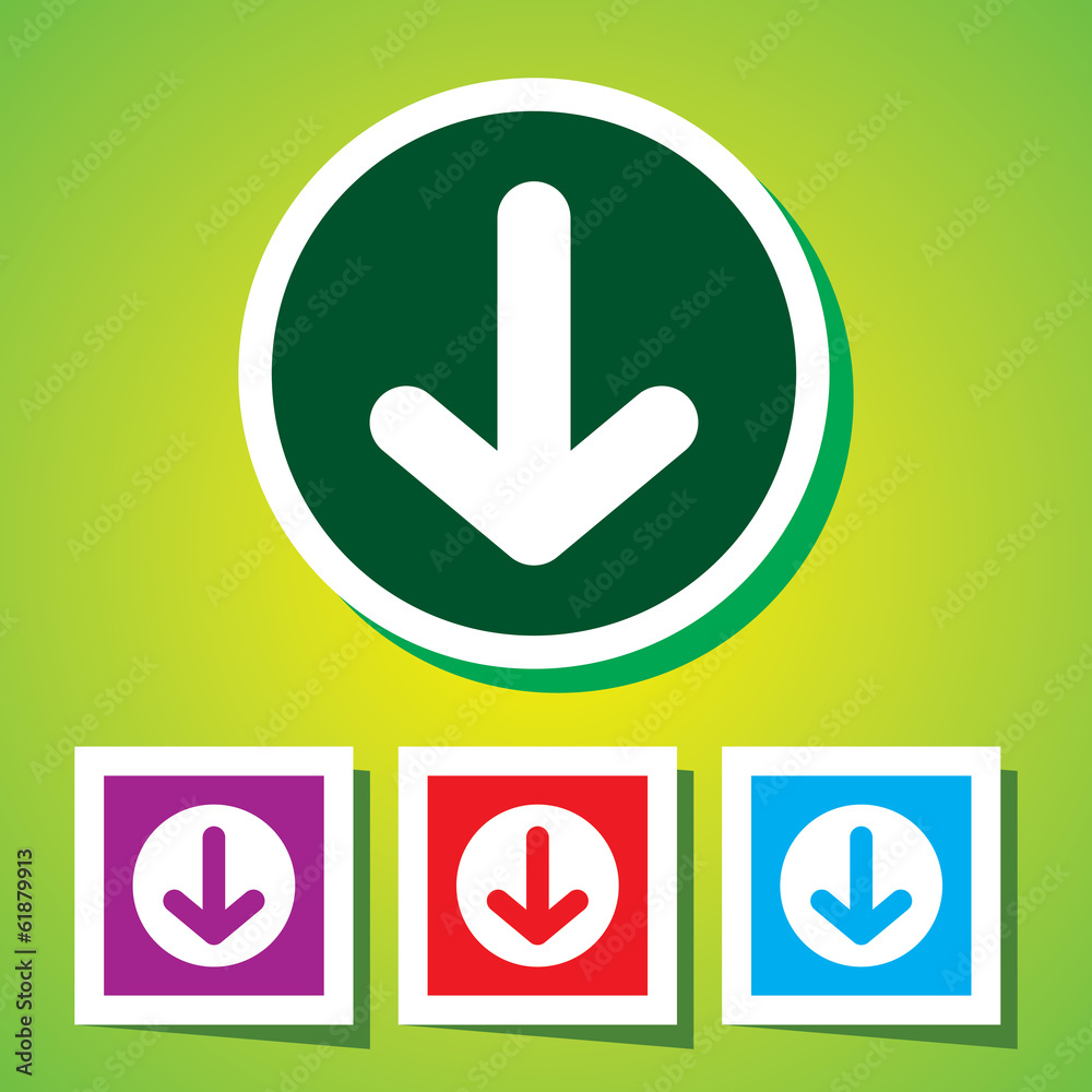 Editable Colourful Vector Icon with download sign Editable Colourful Vector Icon with download sign