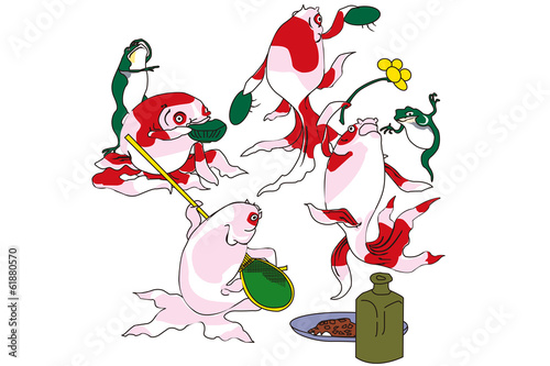 歌川国芳 金魚 酒のざしきのイラスト