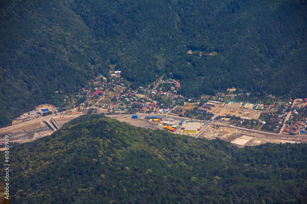 Fototapeta premium Top view of Krasnaya Polyana, Sochi, Russia.
