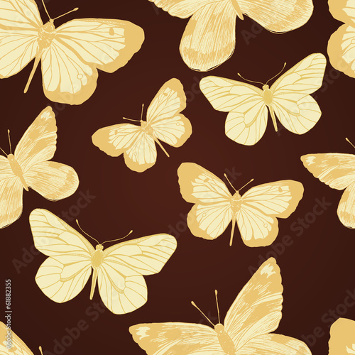 Seamless pattern with gold butterflies. Vector illustration © phoenix_olga