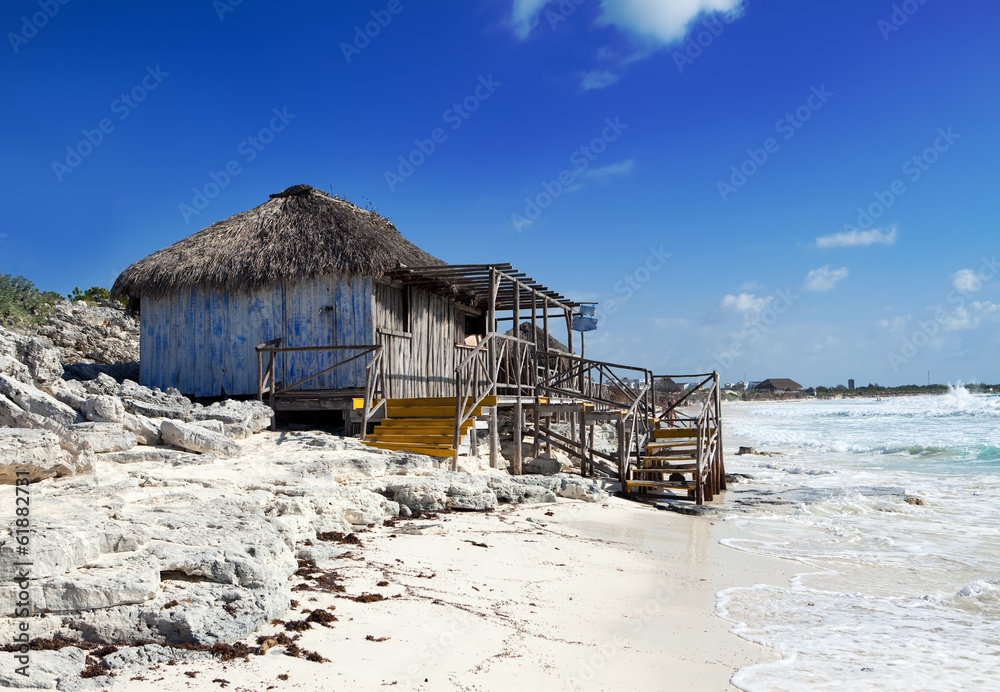 Wooden hut on the seashore. Cayo Largo's island,Cuba