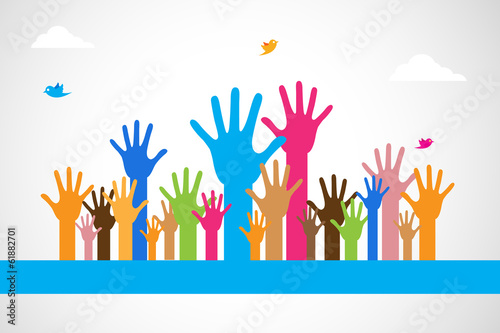 Vector Colorful Raised Hands #61882701