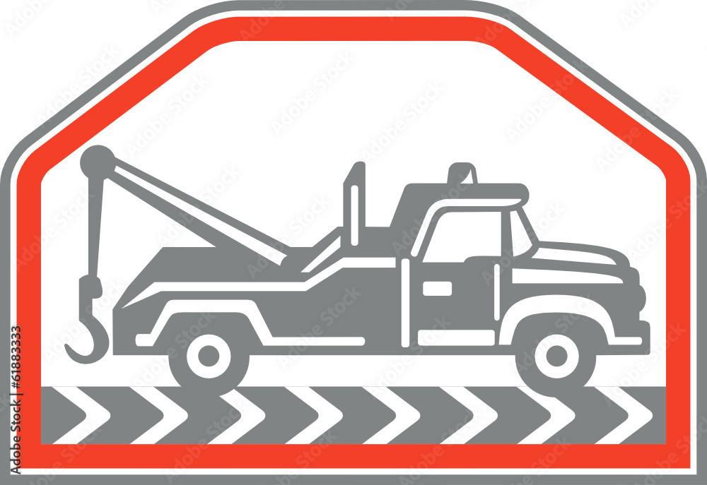 Naklejka premium Tow Wrecker Truck Side Retro
