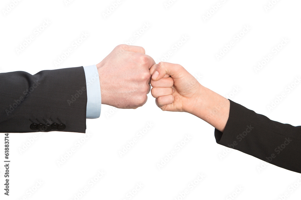 Business fist bump isolated on white background