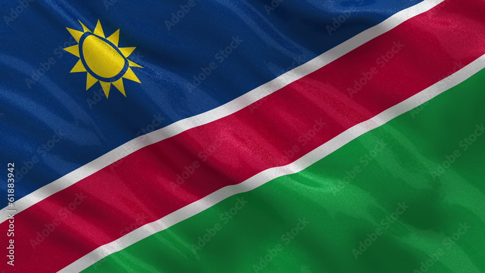 Flag of Namibia waving in the wind - seamless loop