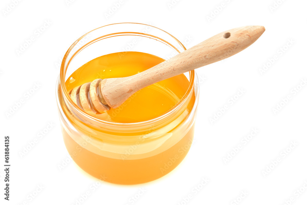 pot with honey and drizzler pot with honey and drizzler