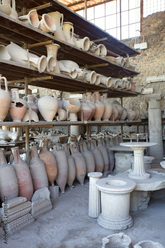 old pots in outside collection at pompei, pompeii, italy