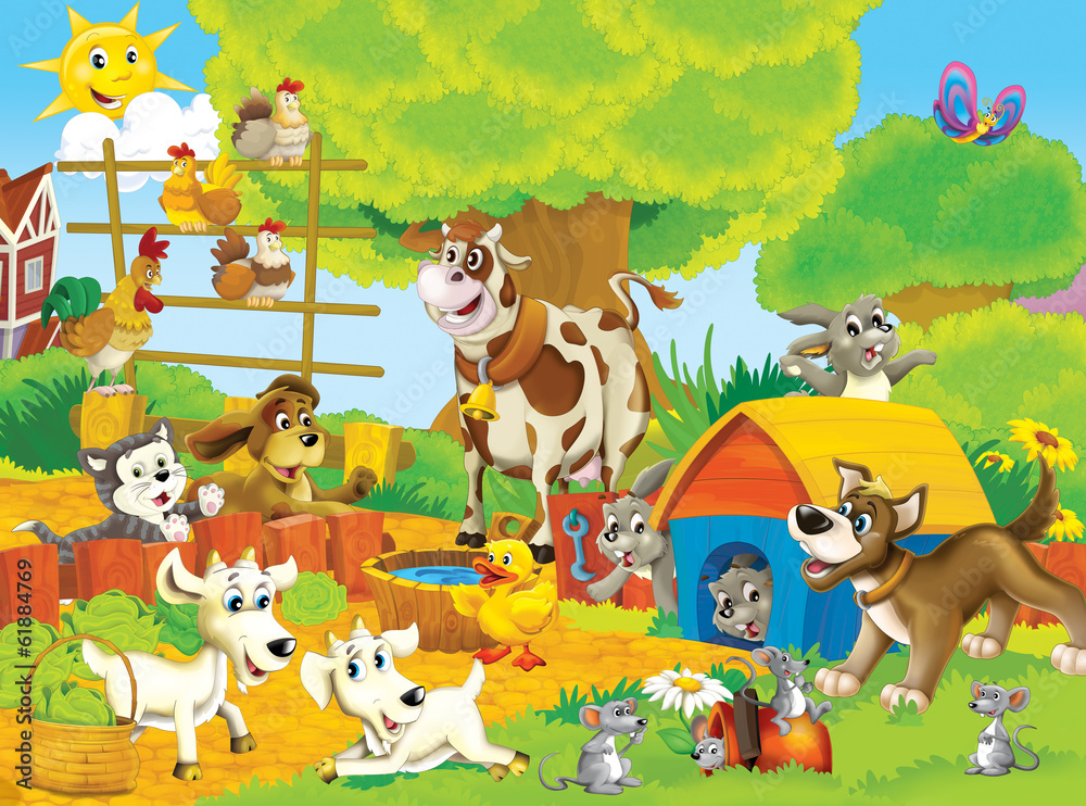 Naklejka premium Farma kreskówek - ilustracja dla dzieci