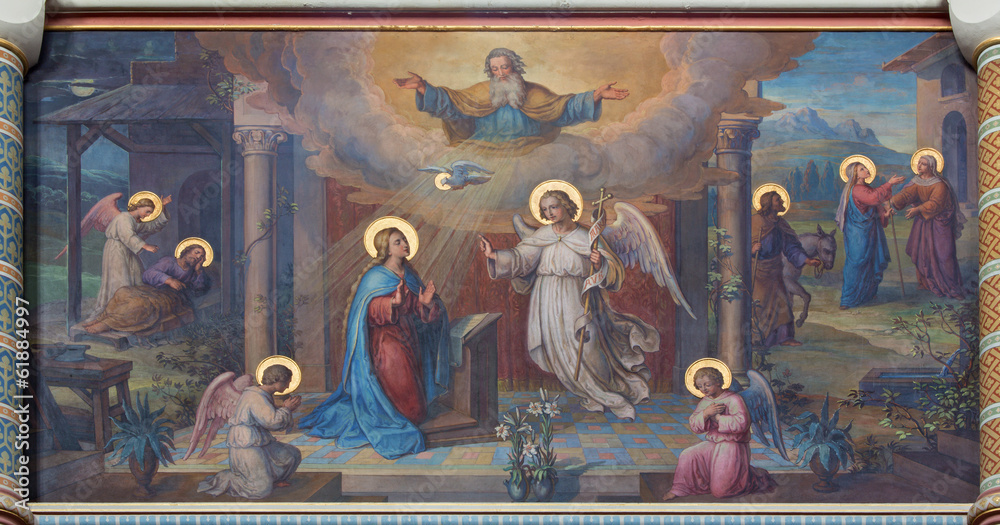Naklejka premium Wiedeń - fresk Zwiastowania w kościele karmelitów