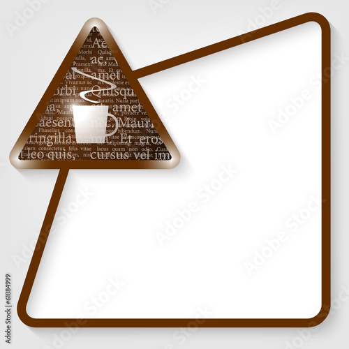 brown vector text box for entering text with cup of coffee and t