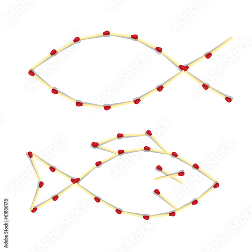 Fish Symbols Made from Matches
