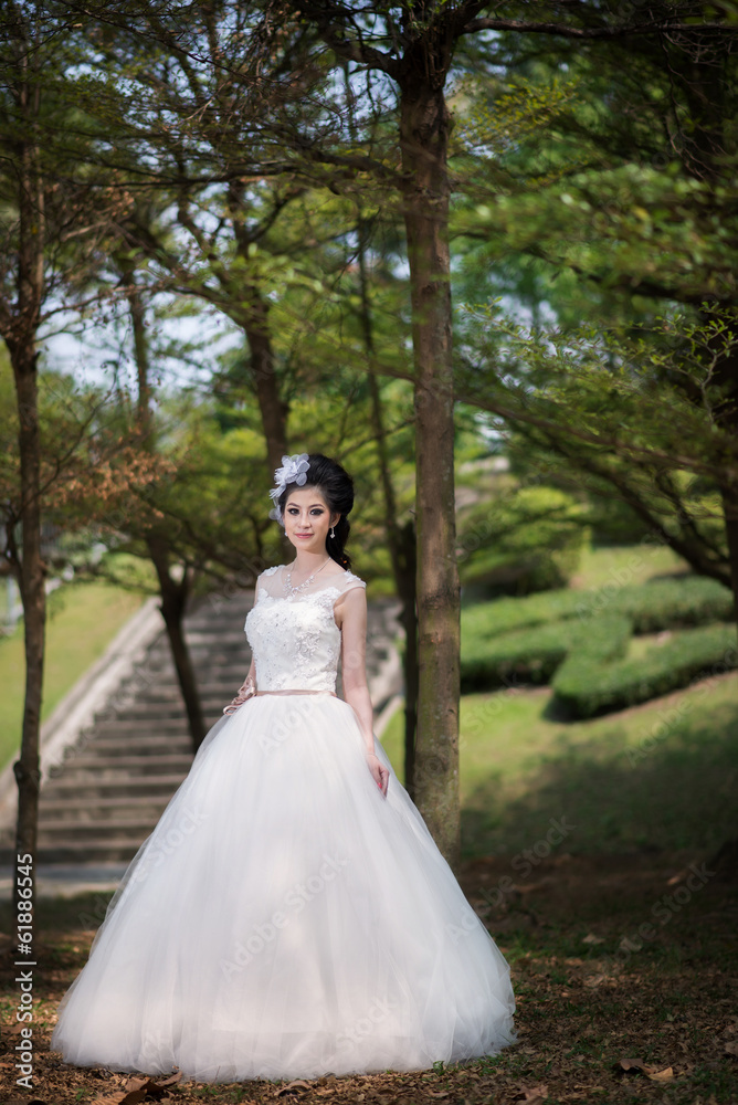 pretty girl in wedding dress