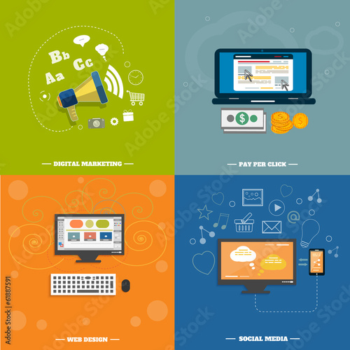 Icons for web design, seo, social media
