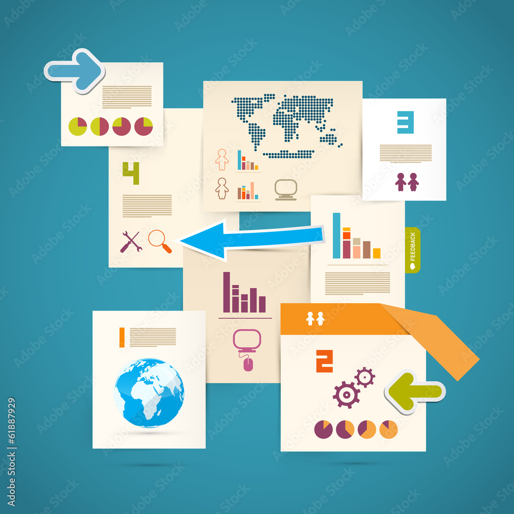 Infographics Paper Layout on Blue Background Infographics Paper Layout on Blue Background