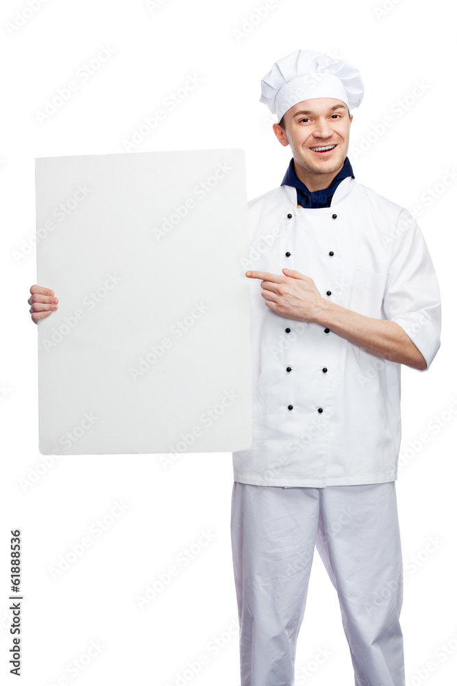 chef with billboard