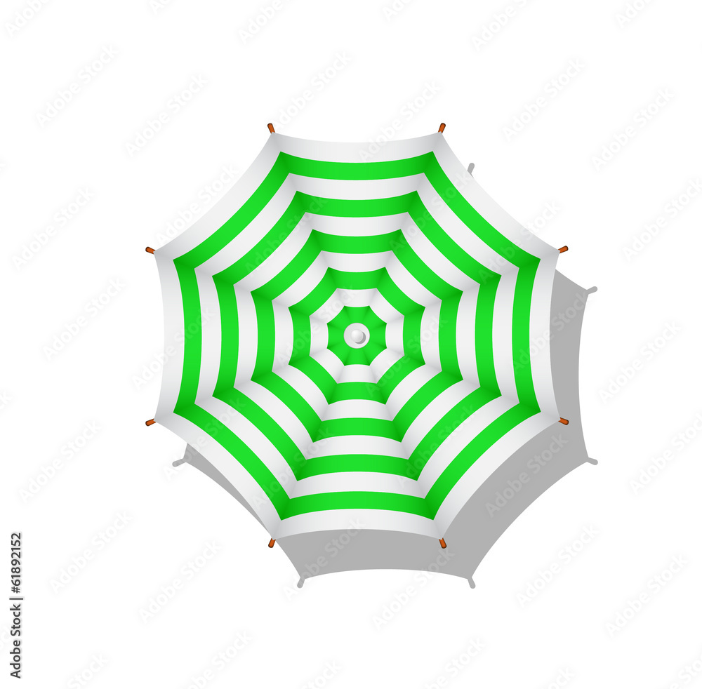 Fototapeta premium Green and white striped beach umbrella