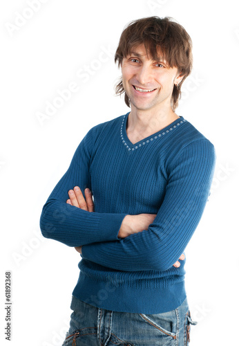 Casual young man isolated on white background photo