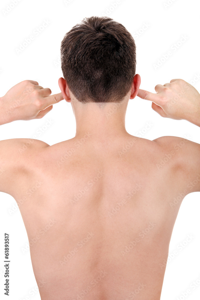 Young Man plug the Ears Young Man plug the Ears
