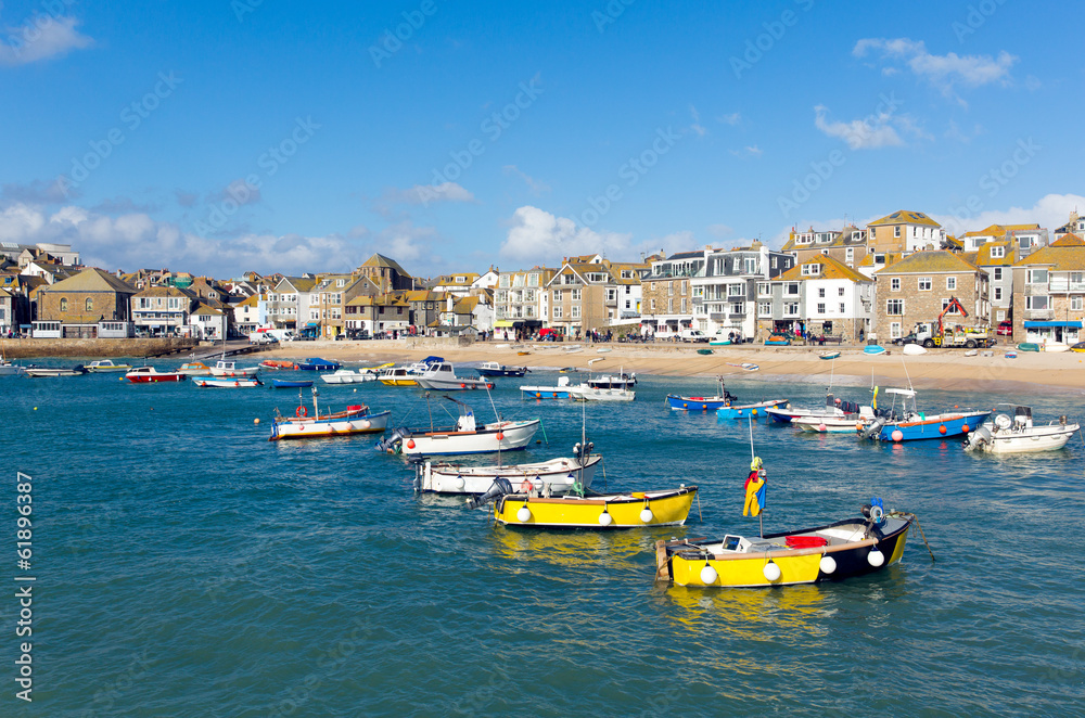Boats in St Ives harbour Cornwall England