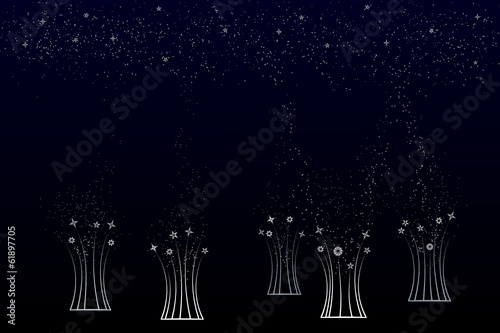 Star trees, background, vector