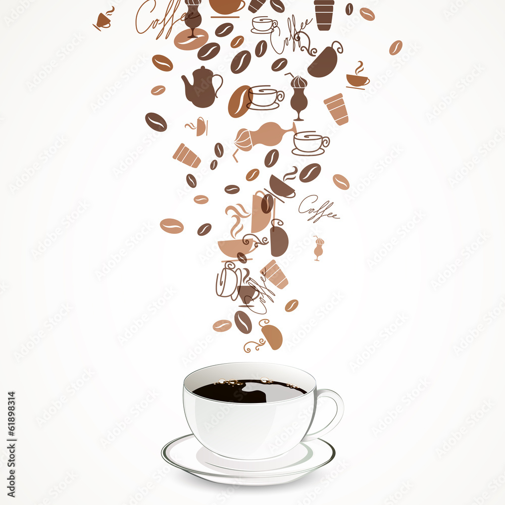 Obraz premium Vector Illustration of a Coffee Background