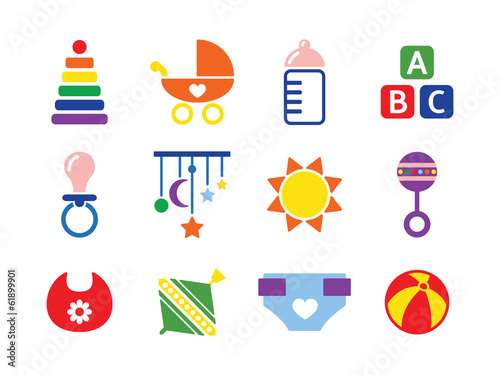 vector card with colorful baby icons