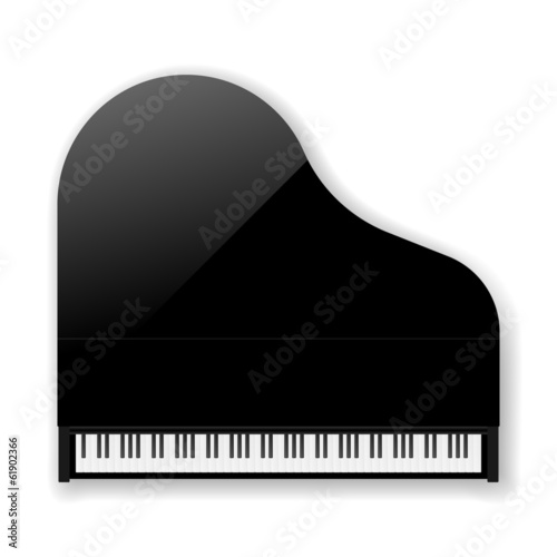 Black Classic Grand Piano. Vector