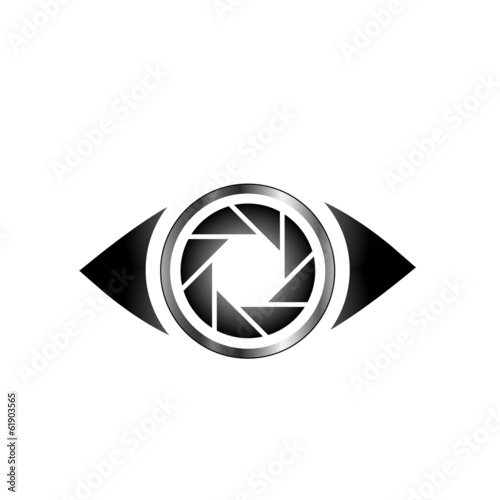 Conceptual eye with an iris designed like a photography aperture