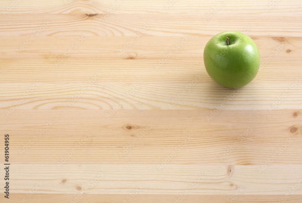 green apple on table wood green apple on table wood