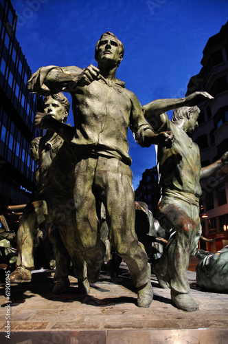The Statue of Encierros in Pamplona, Spain
