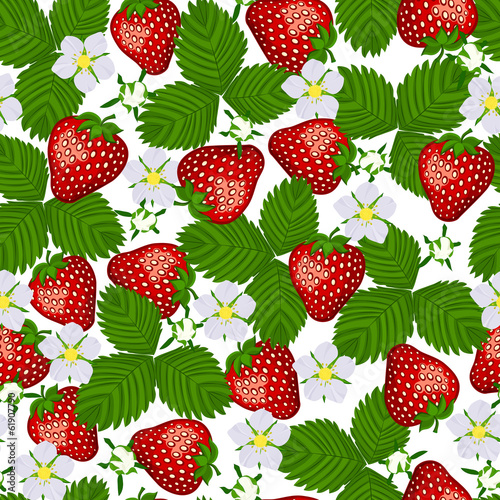 seamless pattern from blossoming strawberry.