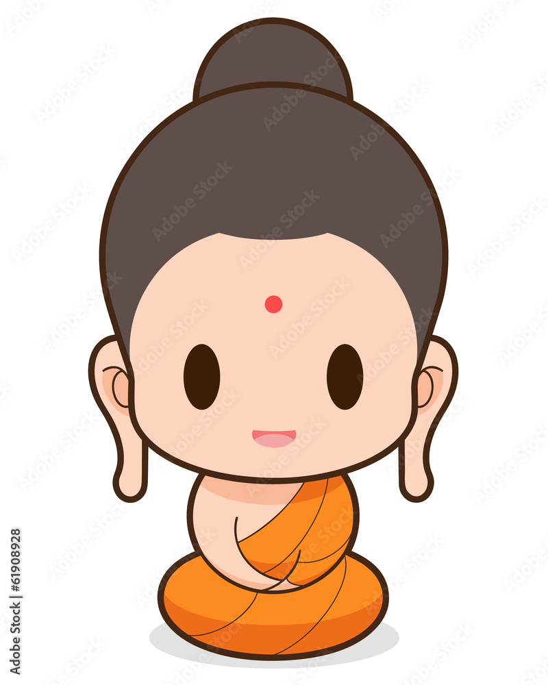 Buddhist Monk cartoon, illustration