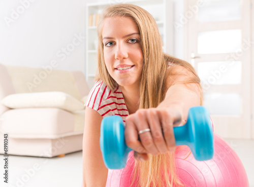 Woman with gym ball