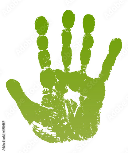 Old man green hand print