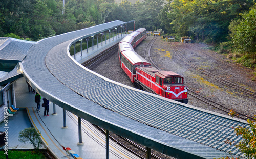 wooden railway station in Alishan national park,Taiwan