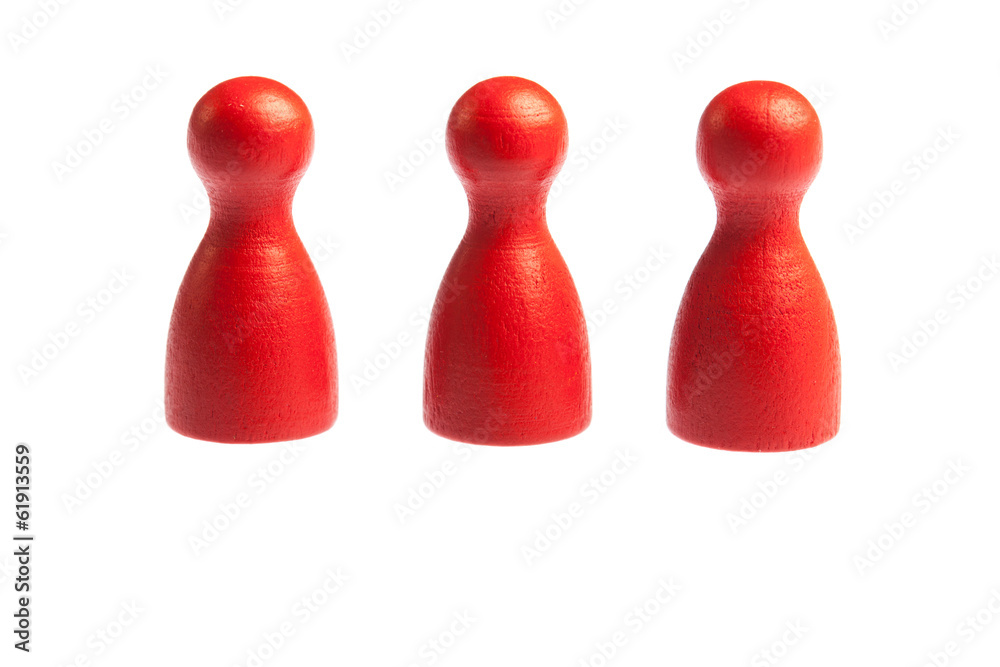 Support queue line concept, pawn figures Support queue line concept, pawn figures