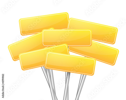 Collection of many yellow blank road signs vector