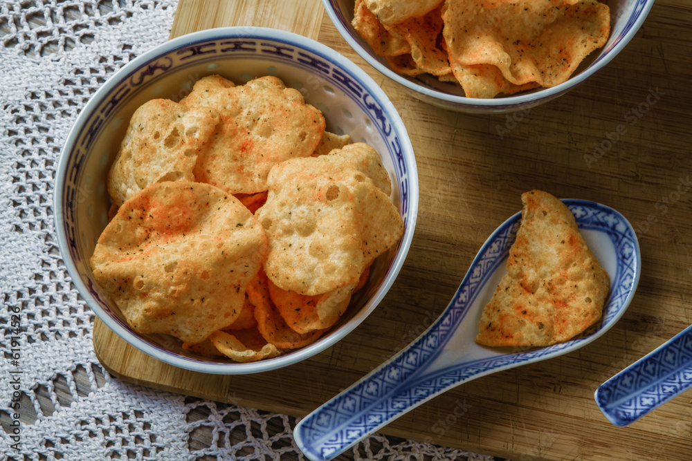 Potato Chips in Bowls on White Tablecloth Potato Chips in Bowls on White Tablecloth