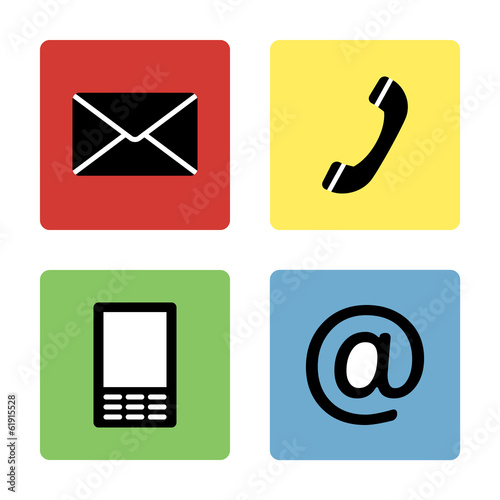 Contact icons buttons set - envelope, mobile, phone, mail