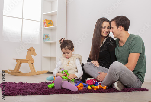 Happy family in the room