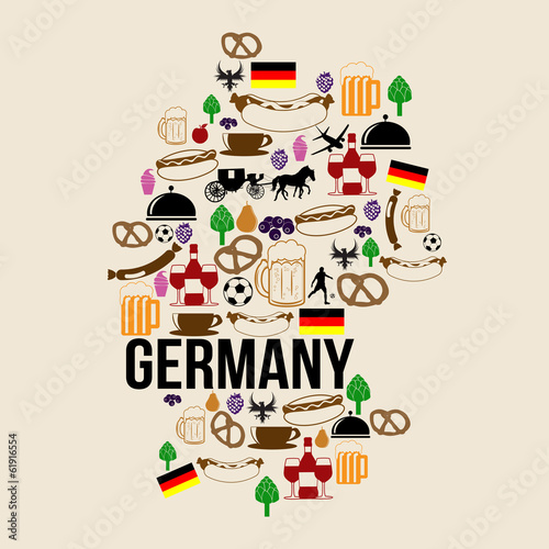 Germany landmark map silhouette icon