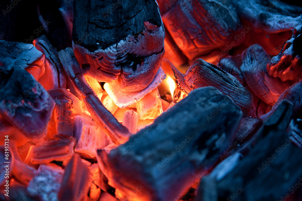 Burning campfire embers (hot coal) Stock Photo | Adobe Stock