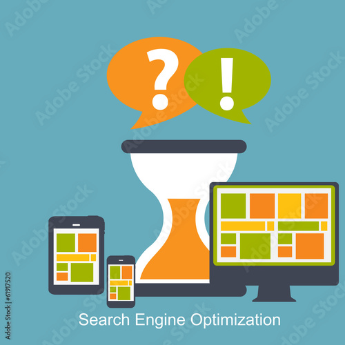 SEO - Search Engine Optimization Flat Icon Vector Illustration