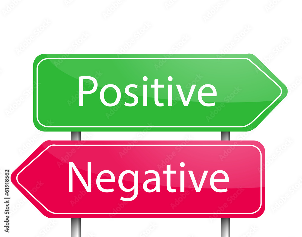 Red and green arrow sign post positive and negative Red and green arrow sign post positive and negative