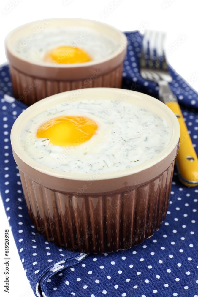 Baked eggs close up Baked eggs close up