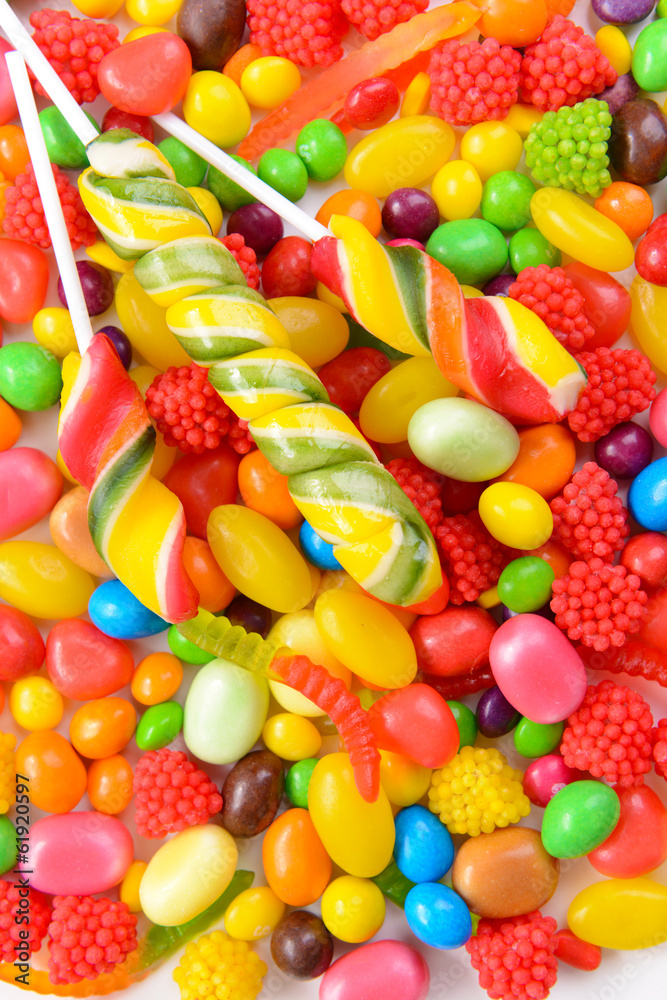 Different colorful fruit candy close-up Different colorful fruit candy close-up