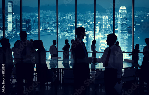 Business People with City Lights