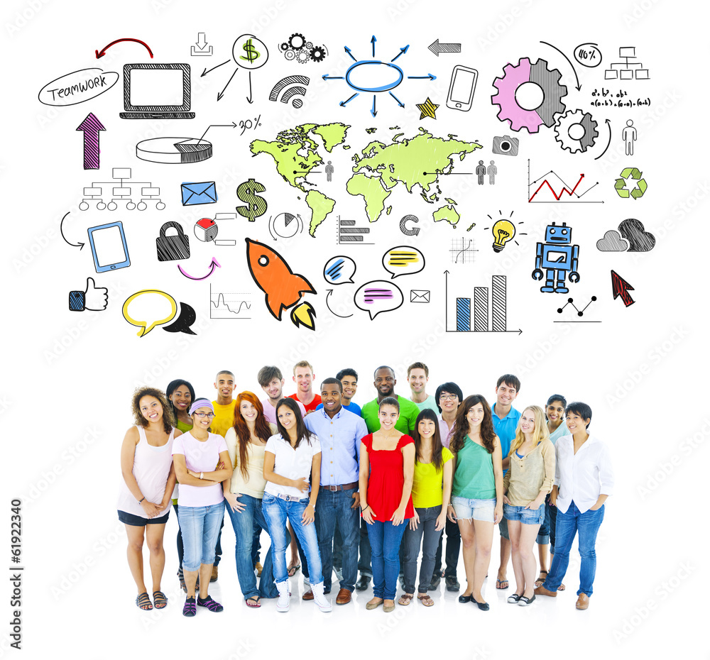 Large Group of Student with Global Communication Concept