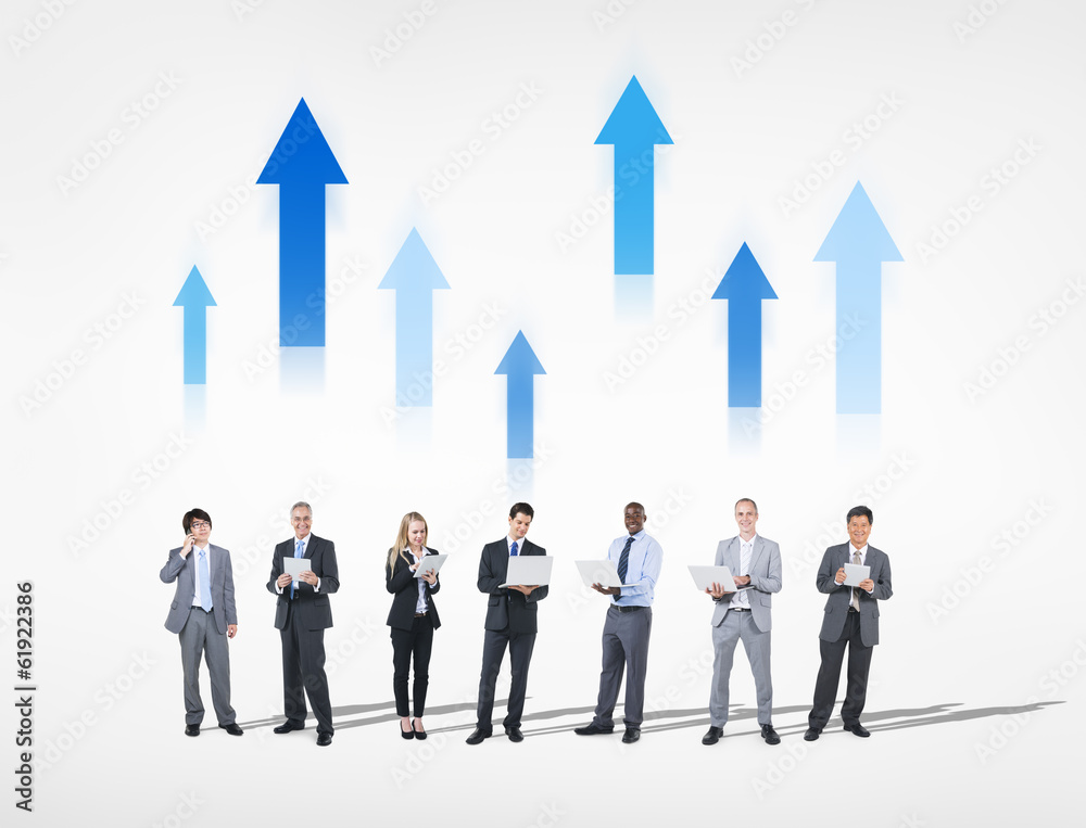 Fototapeta premium Business People Facing Modern Age Technology