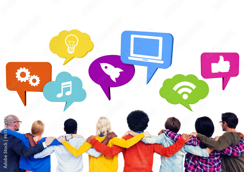 Group of People with Social Media Theme